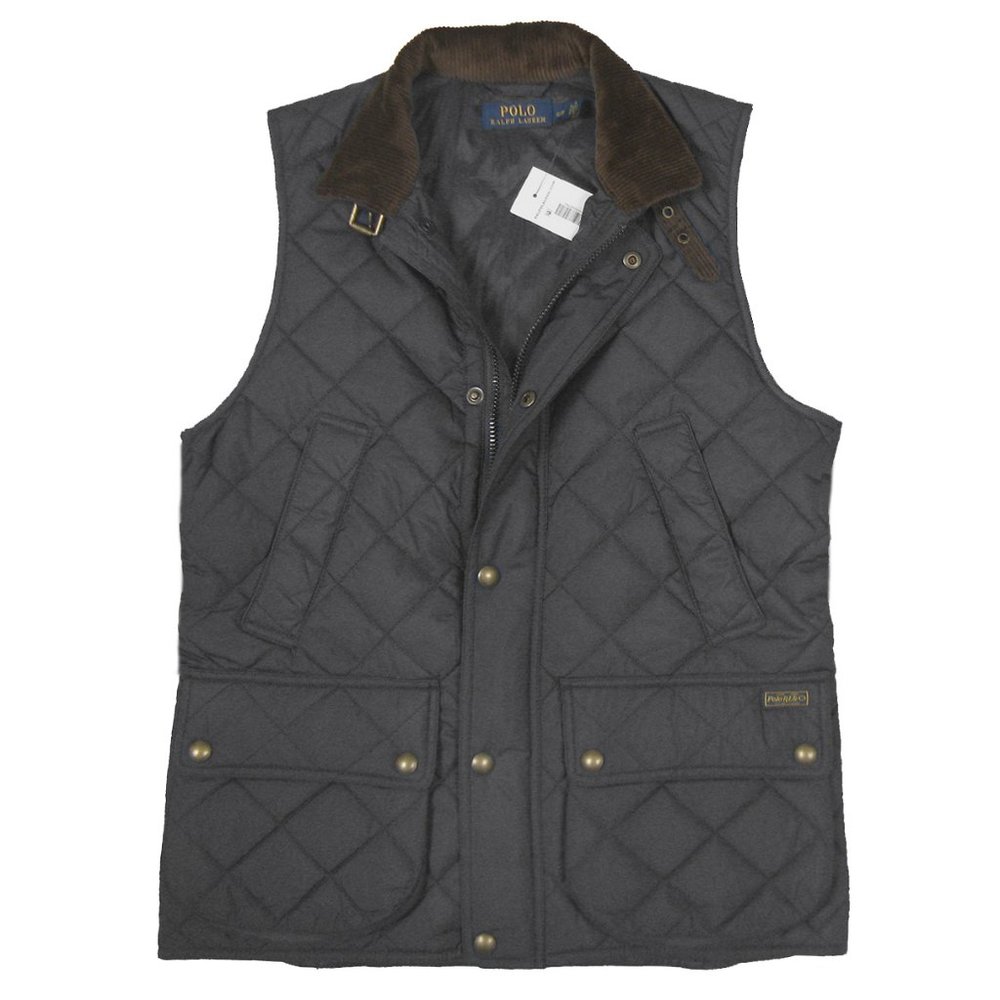 NEW Polo Ralph Lauren Womens Equestrian Style Vest! Medium Black Quilted Design